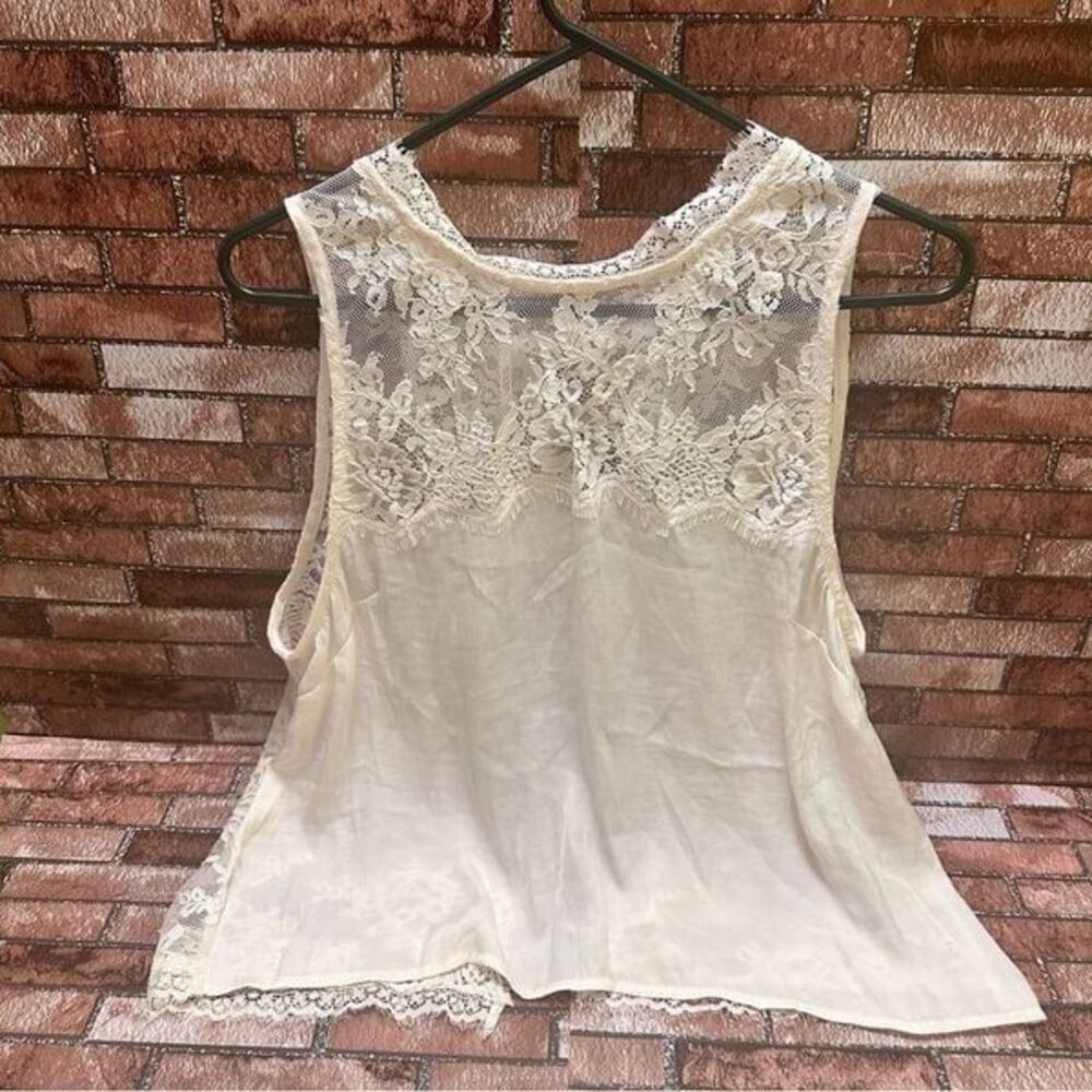 Free People cream Lace open crossover top L